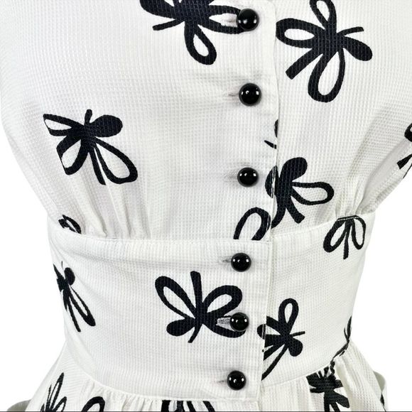 Vintage Tobael Floral Fit and Flare Midi Dress Black and White Size 2 - Picture 9 of 13